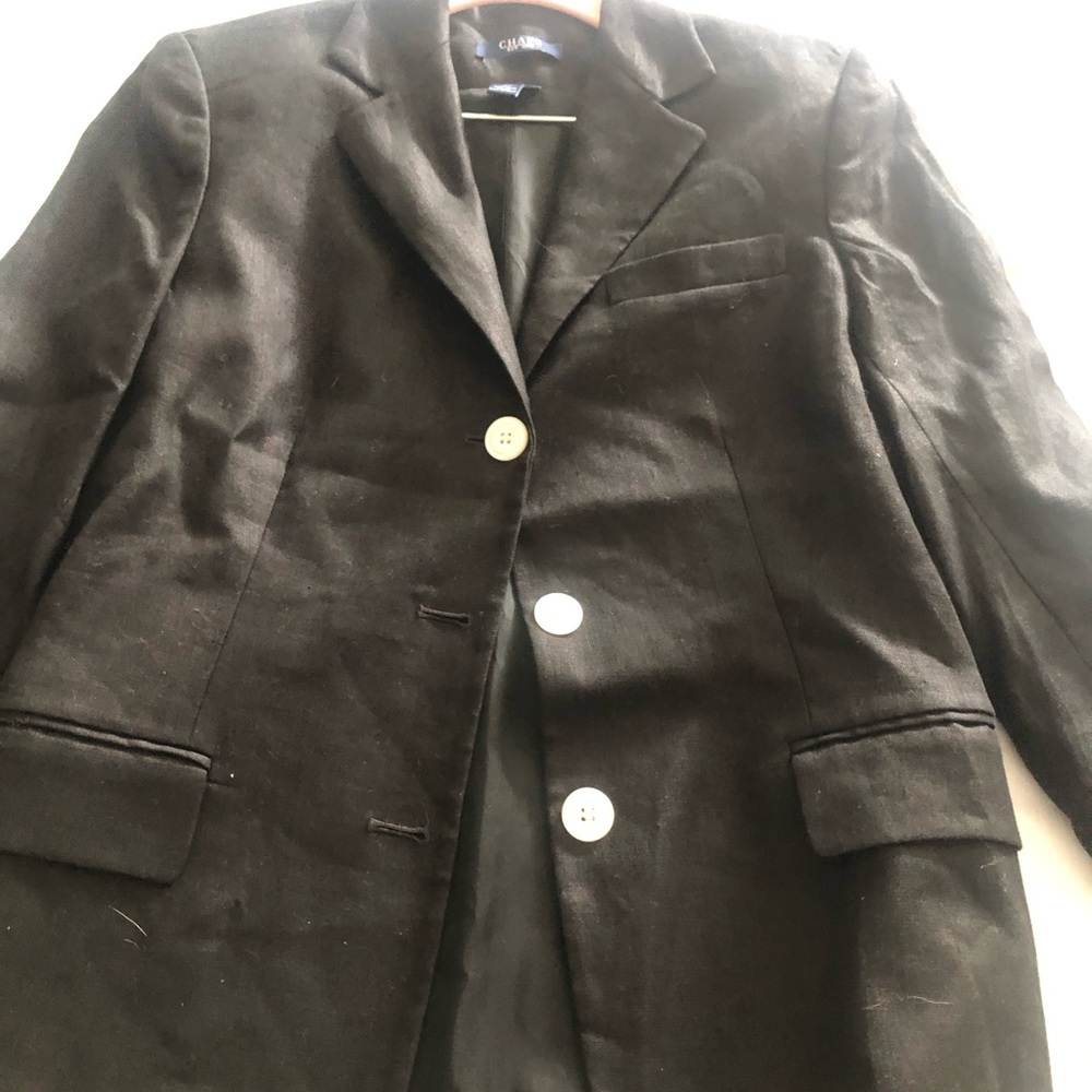 Chaps Black 100% Linen Blazer